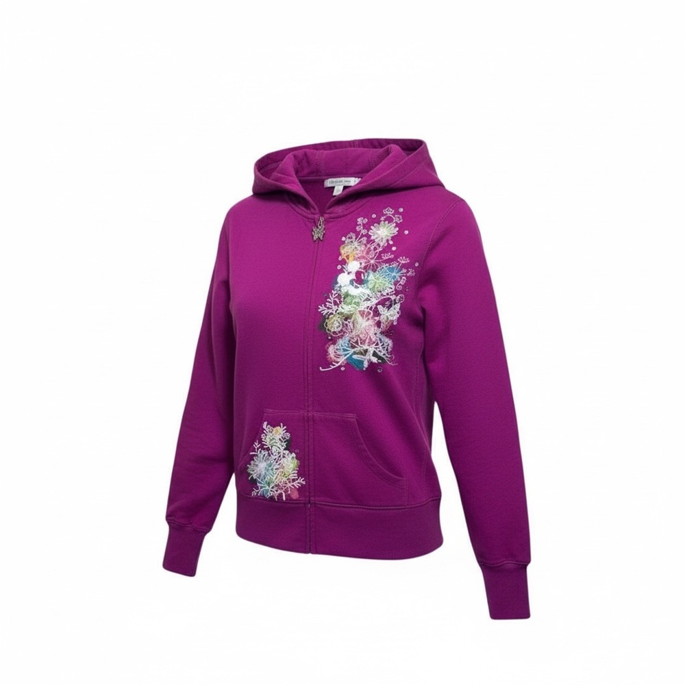 New Disneyland Walt Disney World Pink Y2K Style Zip Hoodie, Small Butterflies